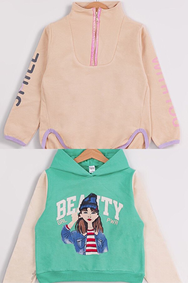 Kız Çocuk 2 li Paket Basic Sweatshirt
