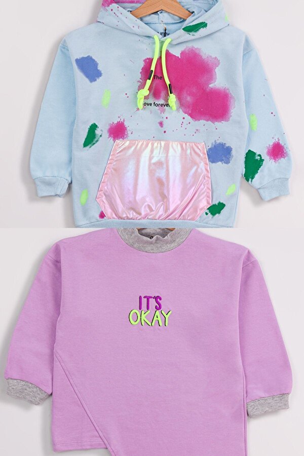 Kız Çocuk 2 li Paket Basic Sweatshirt
