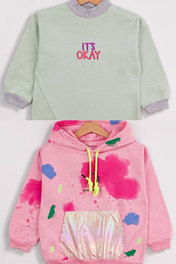 Kız Çocuk 2 li Paket Basic Sweatshirt