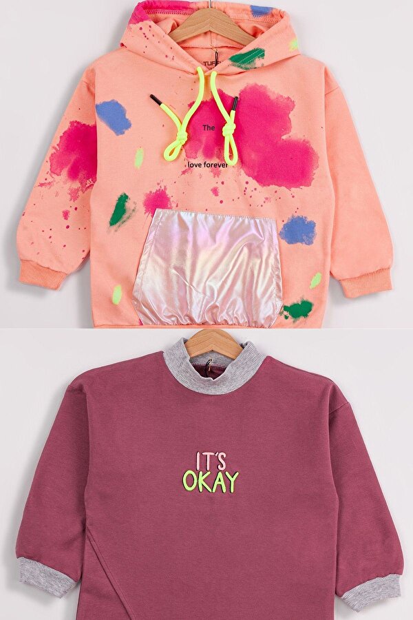 Kız Çocuk 2 li Paket Basic Sweatshirt