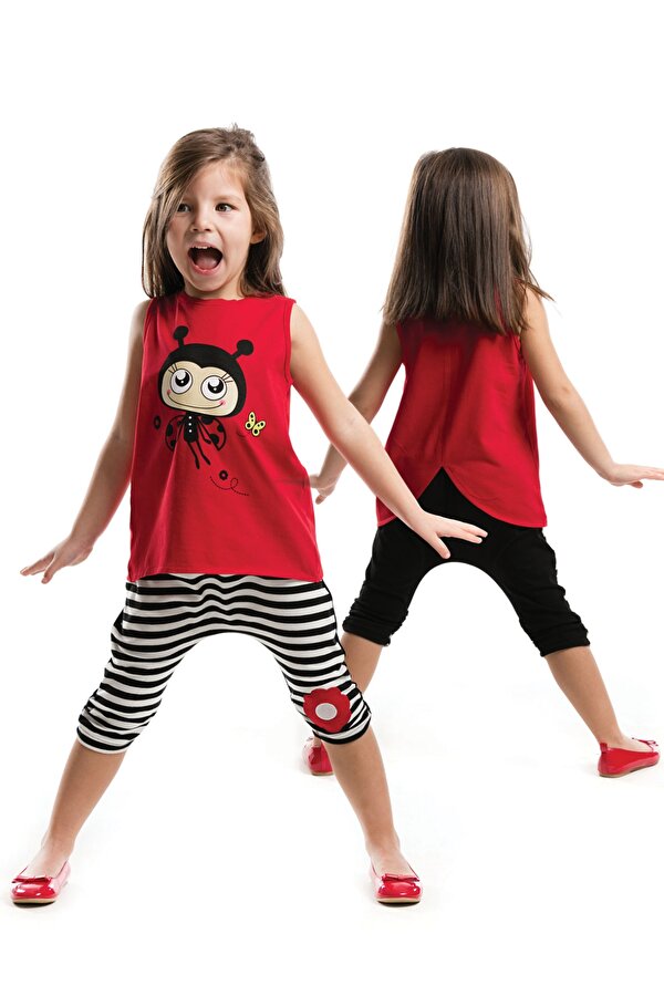 Uç Uç Kız Çocuk T-shirt Kapri Şort Takım
