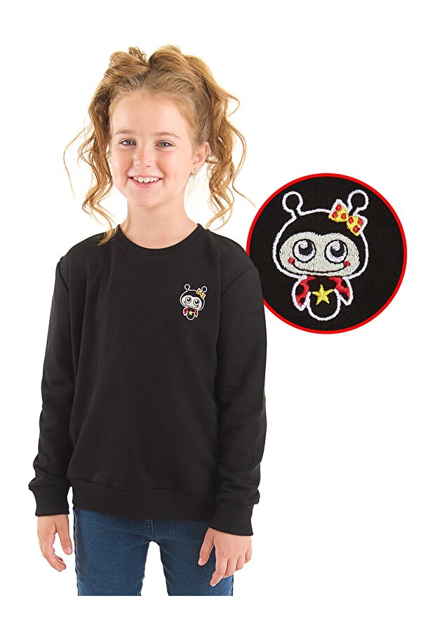 Uğurböceği Kız Çocuk Siyah Sweatshirt