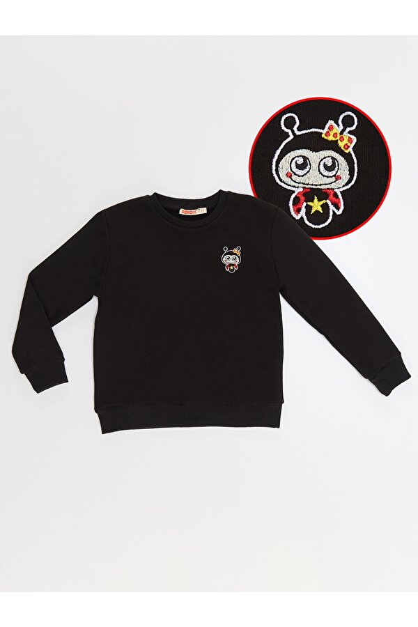 Uğurböceği Kız Çocuk Siyah Sweatshirt