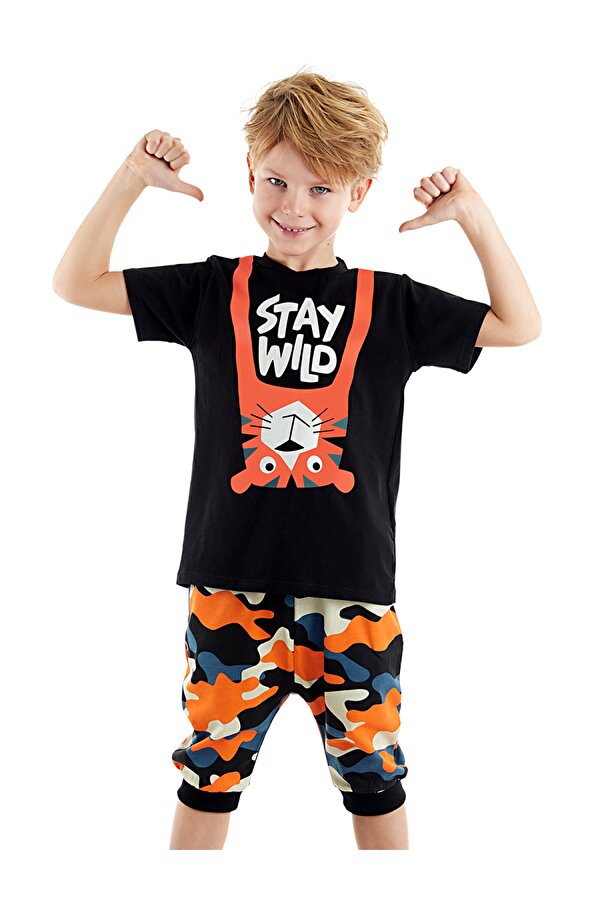 Stay Wild Erkek Çocuk T-Shirt Kapri Şort Takım