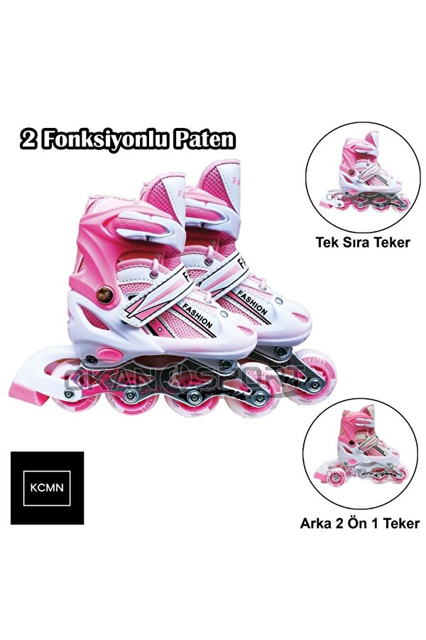 Işıklı Teker Çift Sıra Ayarlanabilir Paten (İçerisinde Teker Aparatları Mevcuttur)