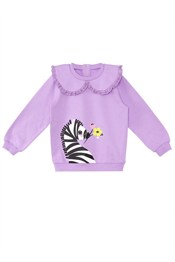 Zebra Kız Bebek Lila Sweatshirt