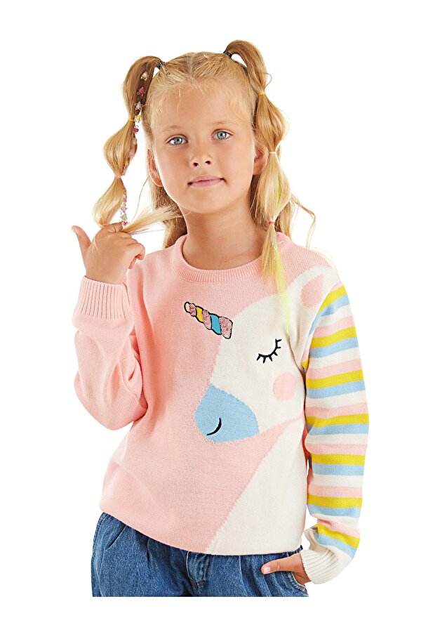 Unicorn Kız Çocuk Pembe Triko Kazak