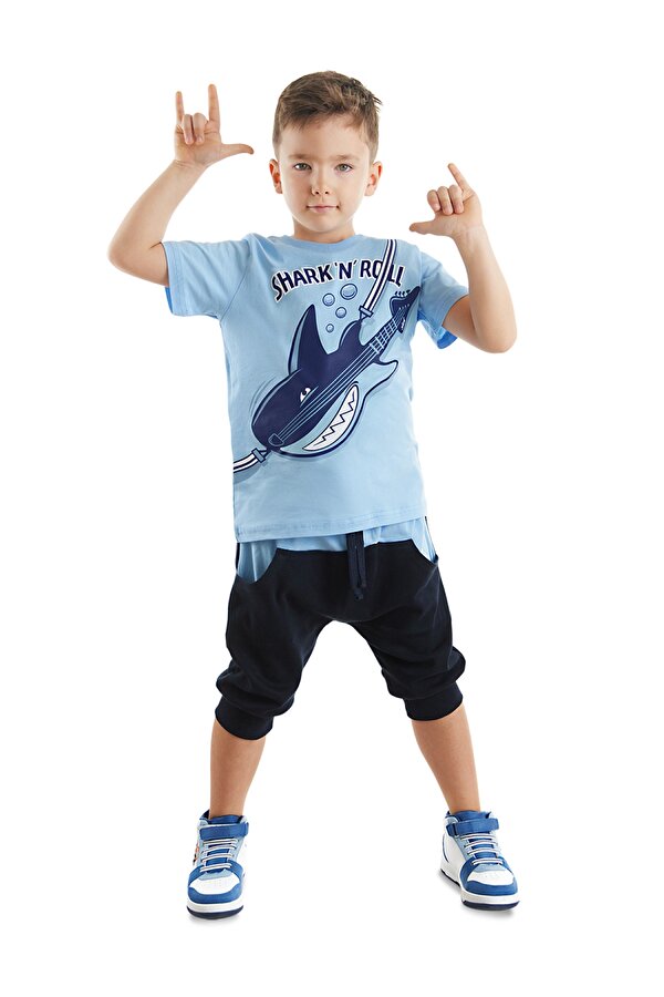 Shark n Roll Erkek Çocuk T-shirt Kapri Şort Takım