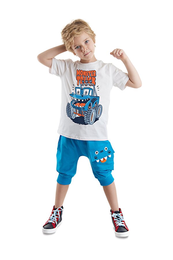 Monster Truck Erkek Çocuk T-shirt Kapri Şort Takım