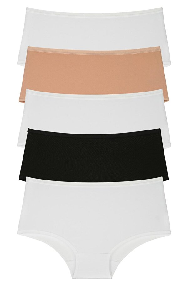 Kadın Külot 5 Li Paket Yüksek Bel Pamuklu Likrali MIXCOLOR