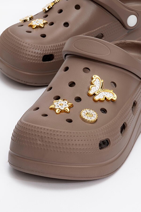 Kadın Aksesuarlı Sabo Terlik VİZON