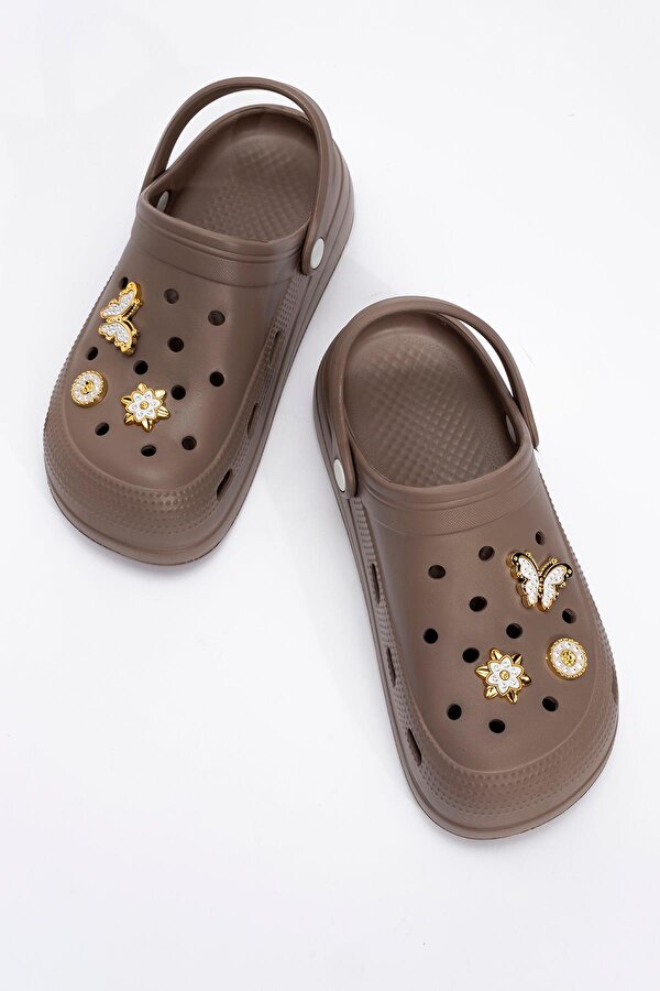 Kadın Aksesuarlı Sabo Terlik VİZON