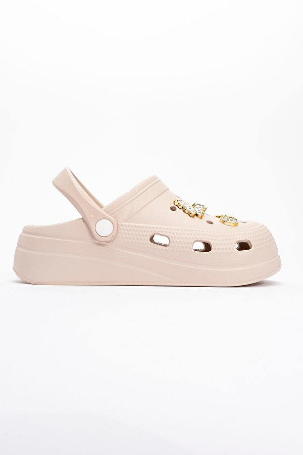 Kadın 2 Toka Kemerli Terlik KUM BEJ