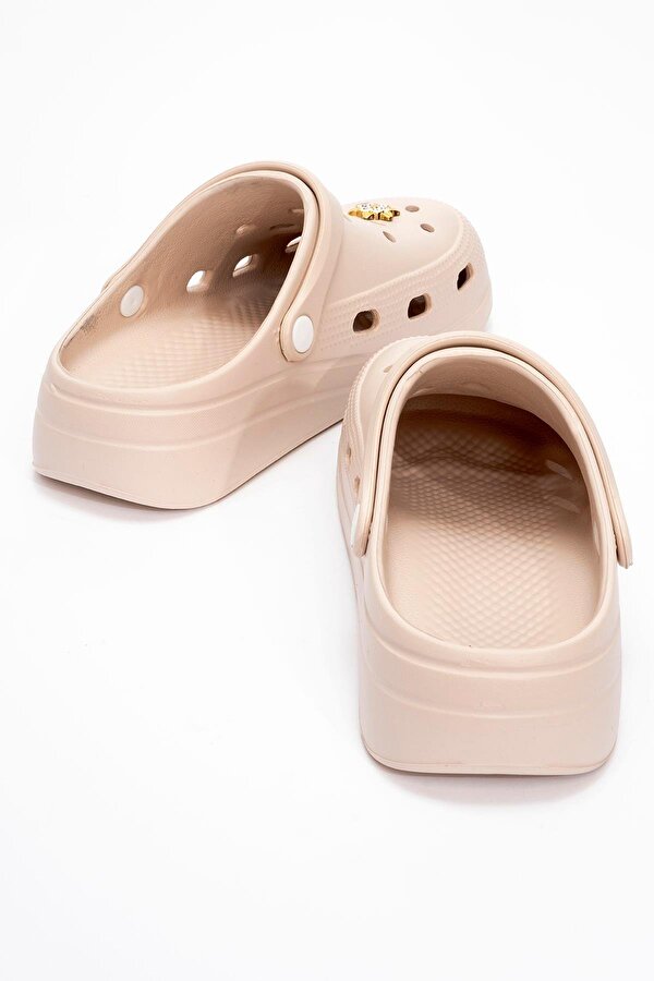 Kadın 2 Toka Kemerli Terlik KUM BEJ