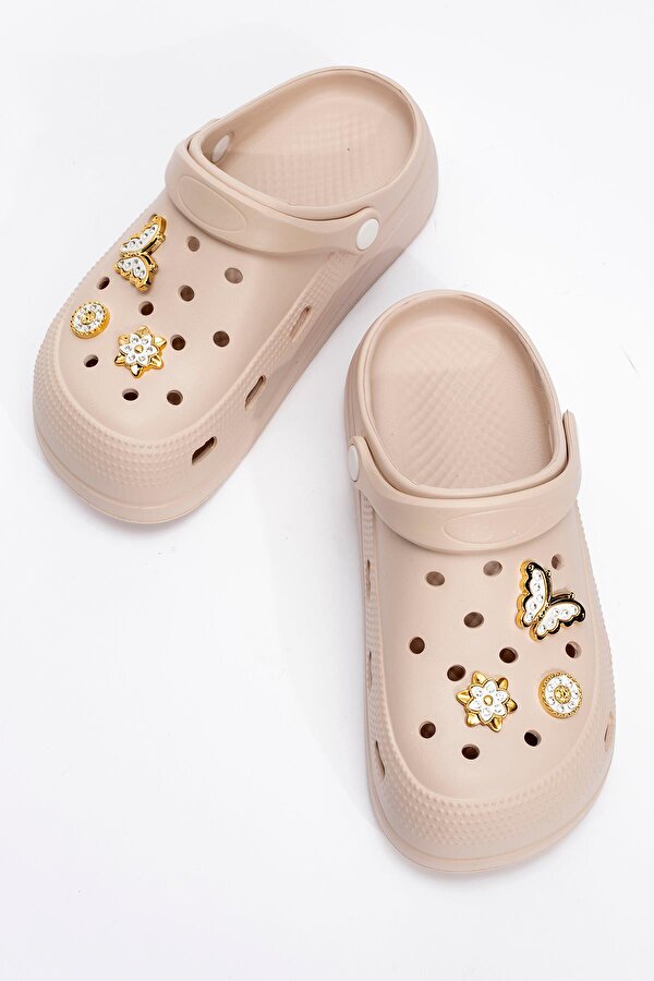 Kadın 2 Toka Kemerli Terlik KUM BEJ