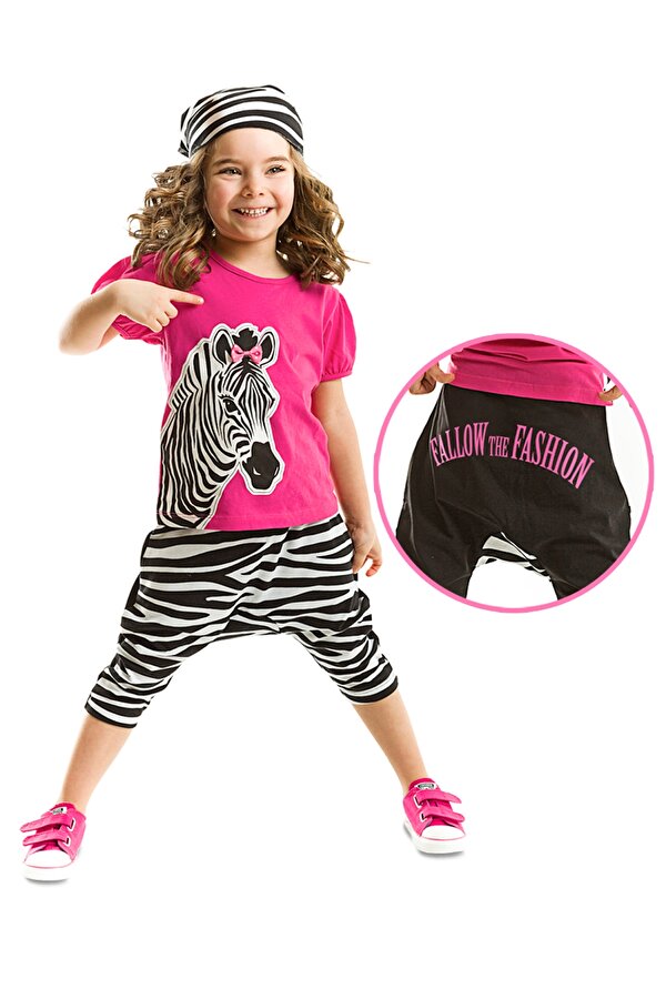 Zebra Fashion Kız Çocuk T-shirt Kapri Şort Takım