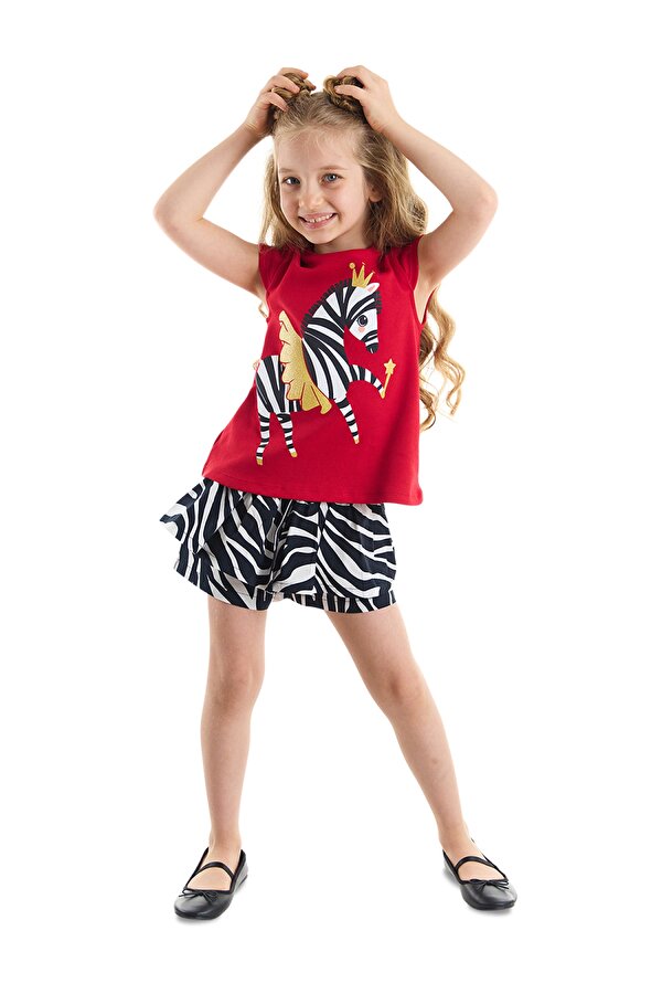 Balerin Zebra Kız Çocuk T-Shirt Şort Takım