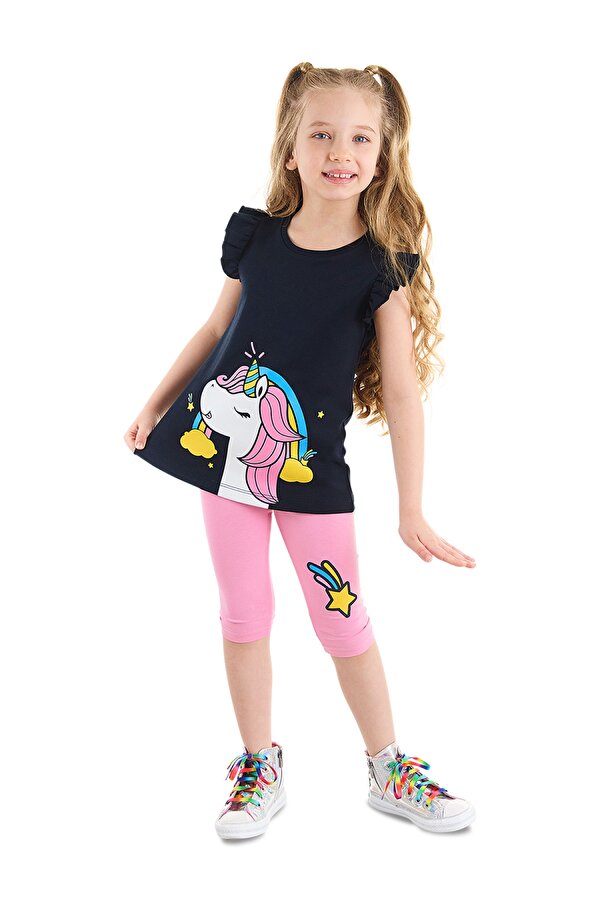Unicorn Gücü Kız Çocuk T-shirt Tayt Takım