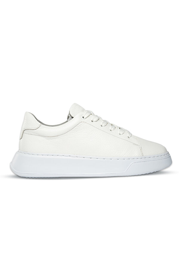 Beyaz Casual Bağcıklı Deri Sneakers