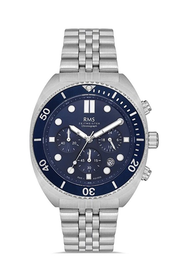 RMS.1.AG1559.02 Kronograf Tüm Fonksiyonları Aktif 5 ATM Suya Dayanıklı Döner Bezelli Çelik Kordonlu Metalik Renk Erkek Kol Saati