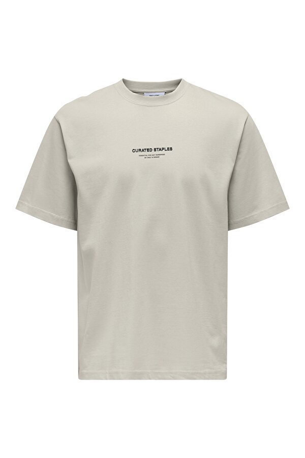 Only & Sons Erkek Onscurated Bisiklet Yaka %100 Pamuk T-Shirt 22030925 Taş