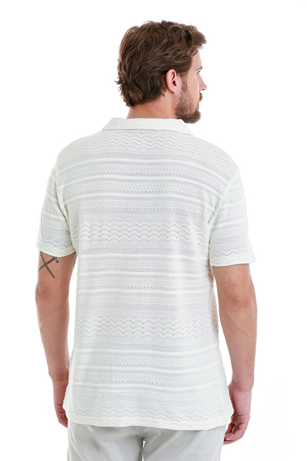 Beyaz Regular Fit Düz Polo Yaka Tişört