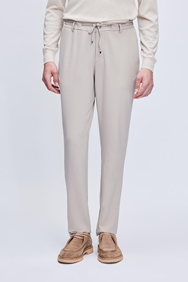 Bej Rahat Kesim Yandan Cepli Jogger Pantolon