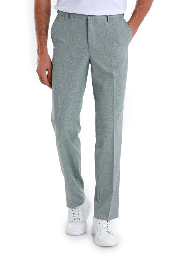 Yeşil Regular Fit Yandan Cepli Kumaş Pantolon