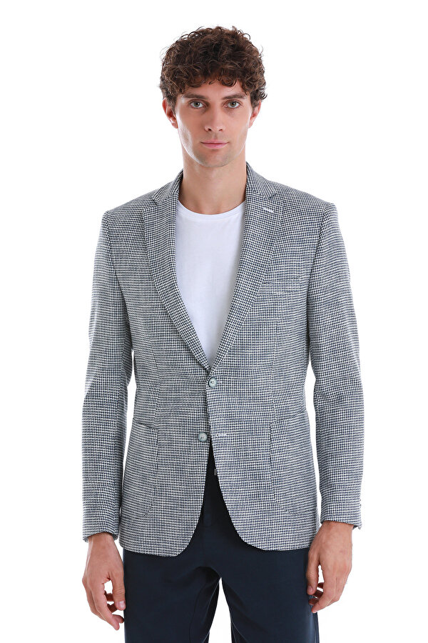 Lacivert Comfort Fit  Mono Yaka Klasik Ceket