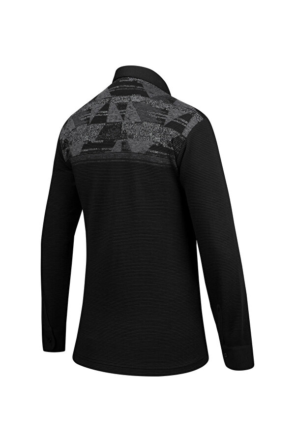 Erkek Uzun Kollu Desenli Gömlek Yaka Kol Manşetli Cepli Sweat 5026 Antrasit