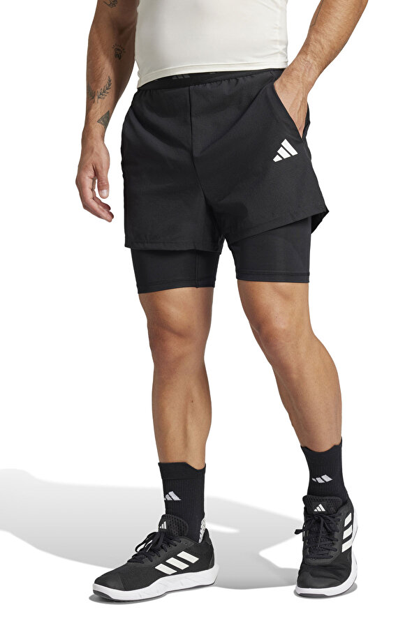 GYM+ 2in1 SHORT     BLACK Siyah Erkek Şort