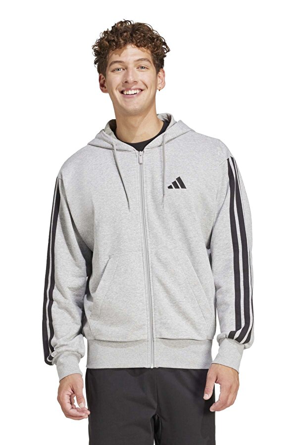 M 3S FT FZ HD Gri Erkek Fermuarlı Sweatshirt