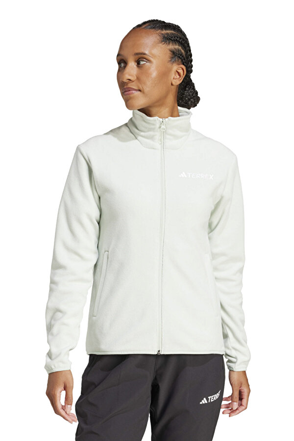 W MT ESS FZ FL      LINGR PASTEL YESIL Kadın Polar Sweatshirt