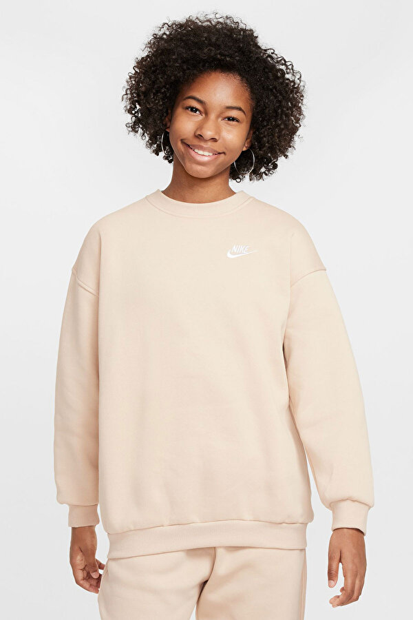 Sportswear Club Flee Krem Kız Çocuk Sweatshirt