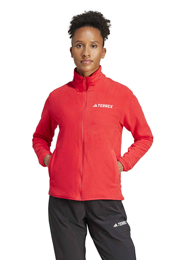 W MT ESS FZ FL Kırmızı Kadın Polar Sweatshirt