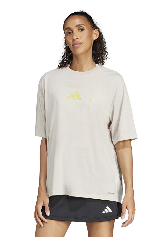 W BOX LOGO G T Bej Kadın Kısa Kol T-Shirt