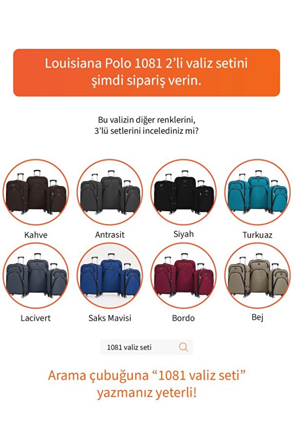 Büyük ve Orta Boy Valiz Seti 4 Teker Kumaş Valiz Mor 1081