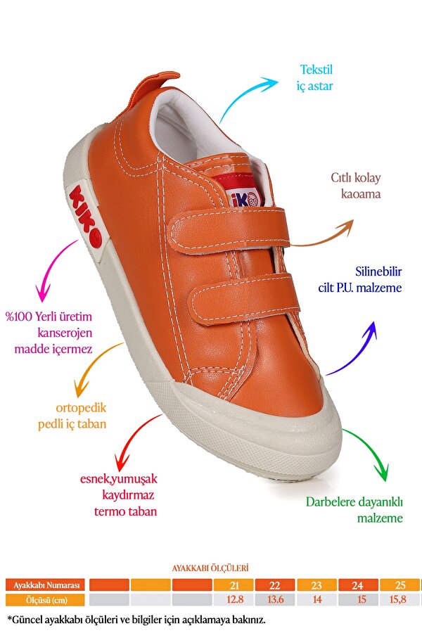 Suba Cırtlı Termo Taban Erkek Bebek Günlük Spor Ayakkabı Turuncu