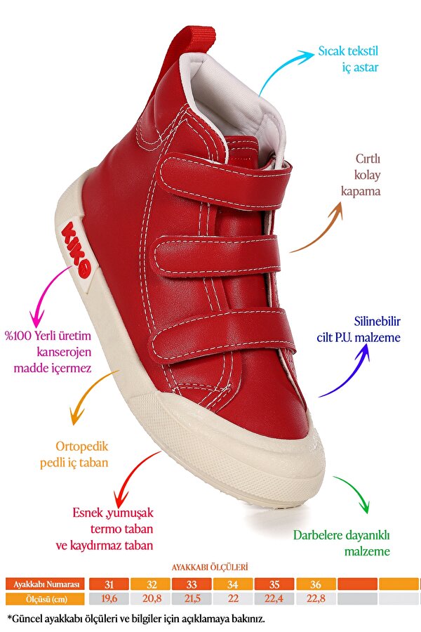 Garf Günlük Cırtlı Kız Çocuk Bot Ayakkabı Kırmızı