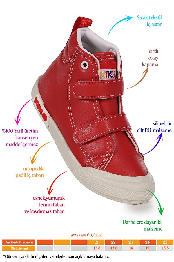 Garf Günlük Cırtlı Kız Bebek Bot Ayakkabı Kırmızı