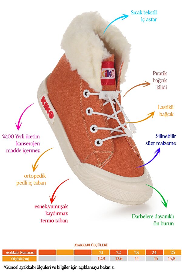 Tigge Günlük Lastikli Kız Bebek Bot Ayakkabı Turuncu