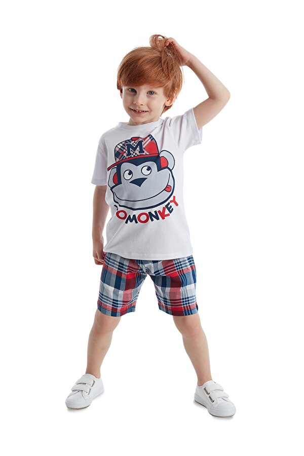 Monkey Ekose Erkek Çocuk T-shirt Şort Takım