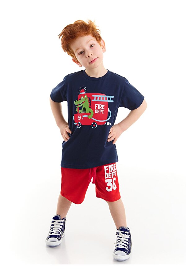 İtfaiyeci Timsah Erkek Çocuk T-Shirt Şort Takım