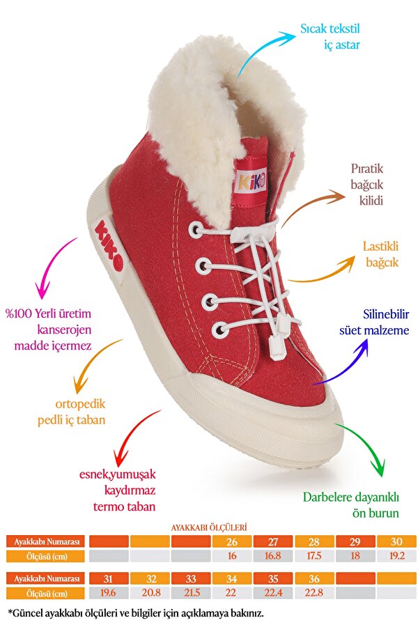 Tigge Günlük Lastikli Kız Çocuk Bot Ayakkabı Kırmızı