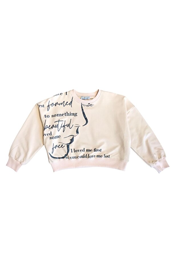Kız Çocuk Yüz Baskılı Sweatshirt