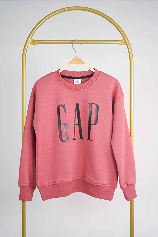 KIZ ERKEK BİSİKLET YAKA GAP BASKILI MANŞETLİ PAMUK SWEAT