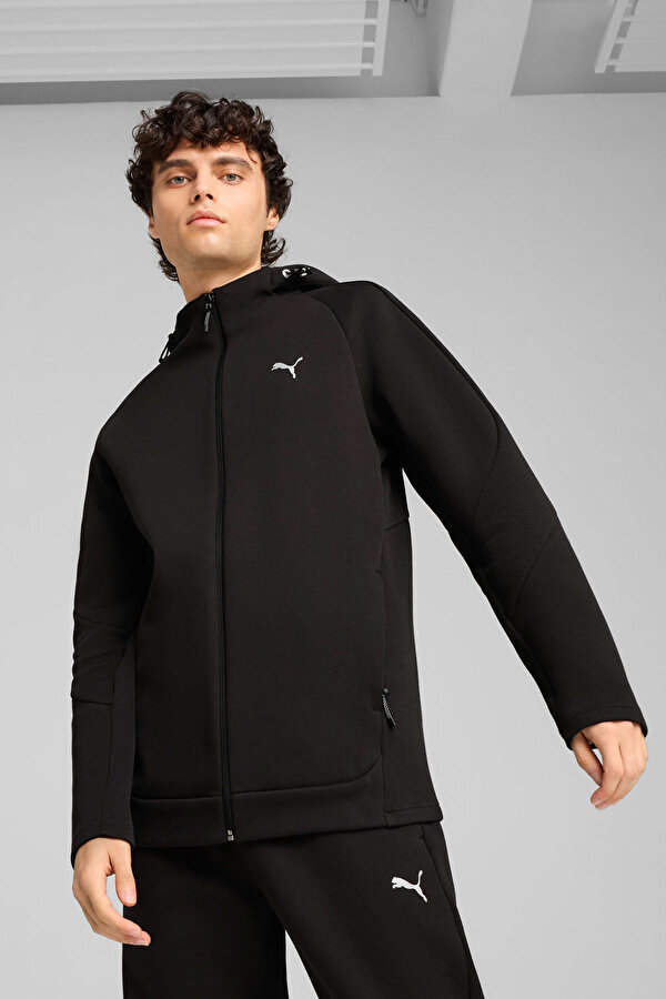 EVOSTRIPE Full-Zip Hoodie Siyah Erkek Sweatshirt