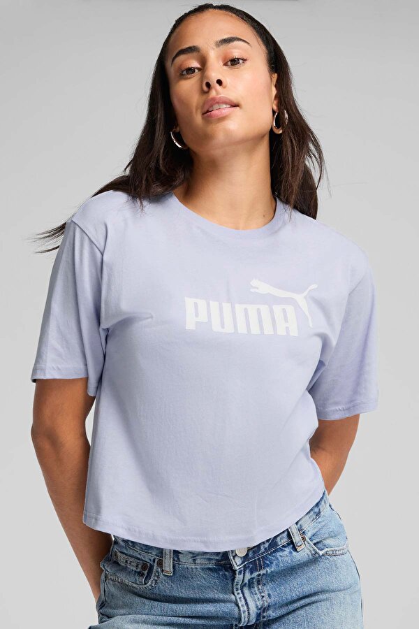 ESS Cropped No.1 Logo Tee Mavi Kadın Kısa Kol T-Shirt