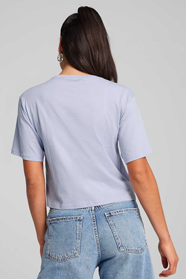 ESS Cropped No.1 Logo Tee Mavi Kadın Kısa Kol T-Shirt