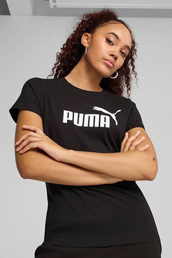 ESS No. 1 Logo Tee Siyah Kadın Kısa Kol T-Shirt